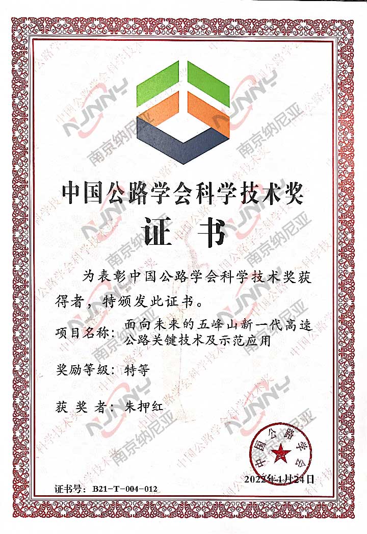 中国公路学会科学技术特等奖-个人